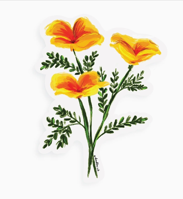Doodles Ink Poppies Sticker ST002