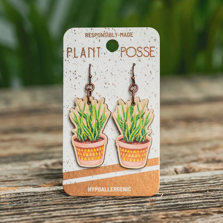 Plant Posse Snake Plant Dangle Earrings 