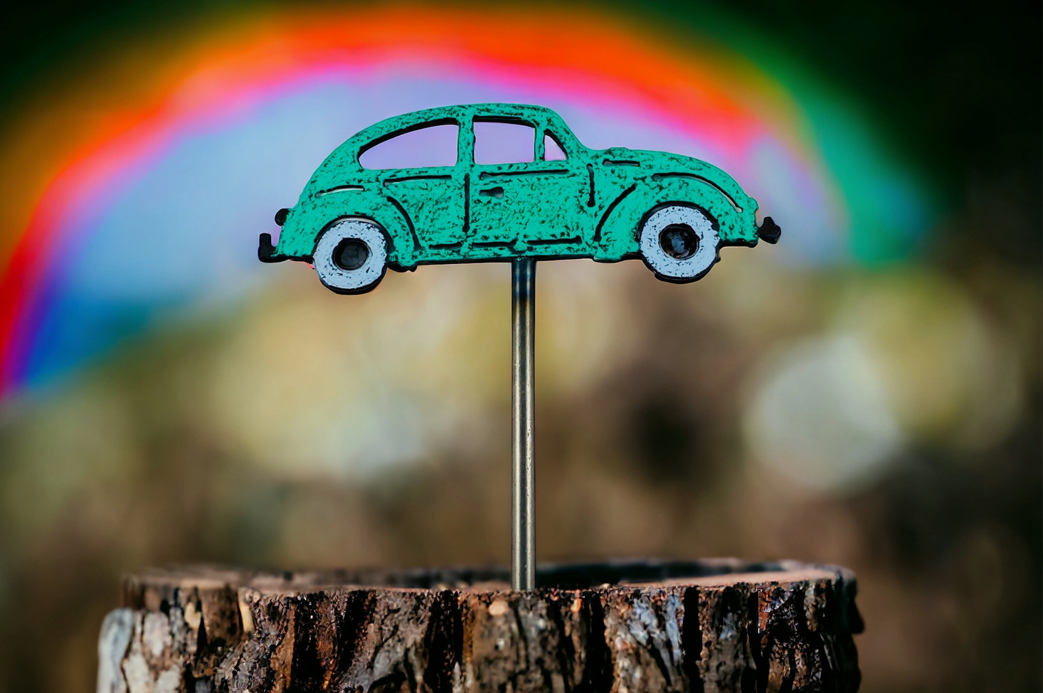Whimsies VW Bug Plant Stake Garden Spring Patio Decor Hippie Slug Bug (PS-VW Bug)