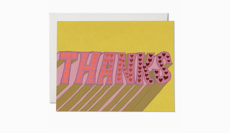 Red Cap Hearts Thank You Greeting Card PER1934