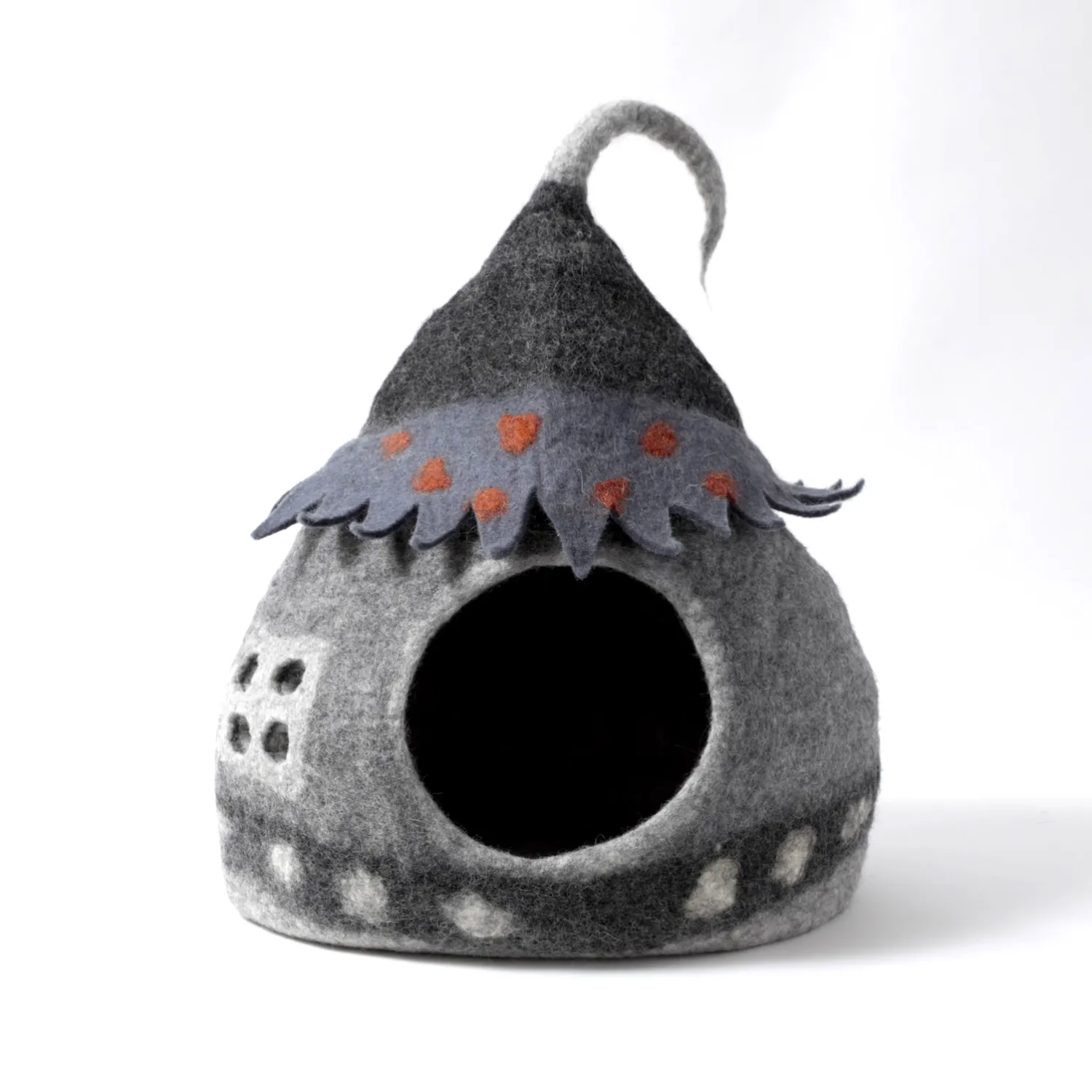 Dharma Dog Karma Cat Fairy House  Wool Pet Cave Grey  DDKC121(02)