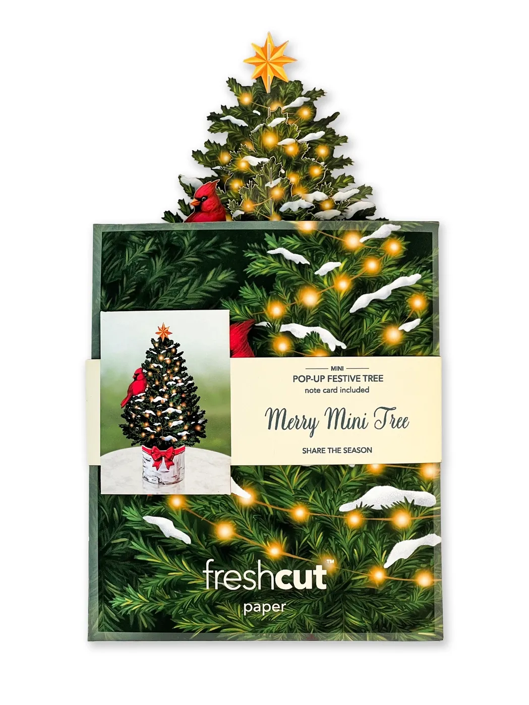 FreshCut Paper Mini Merry Tree Pop Up Greeting Card - 7403