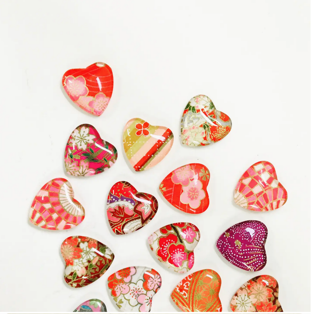 Tanner Glass Japanese Chiyogami Heart Magnet