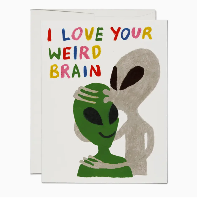 Red Cap Alien Love Greeting Card KBN2719