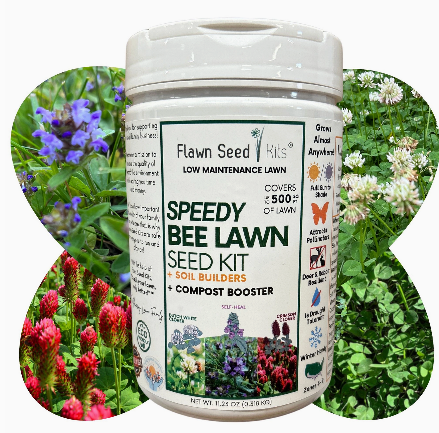 Flawn Bee Lawn Flowering Seed Mixture - Shaker Jars