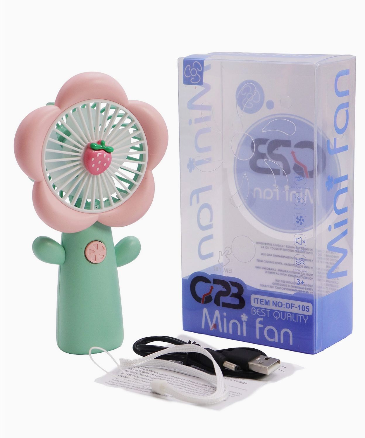 Cap Zone Flower Petal Pastel Hand Held Electric Fan - Assorted