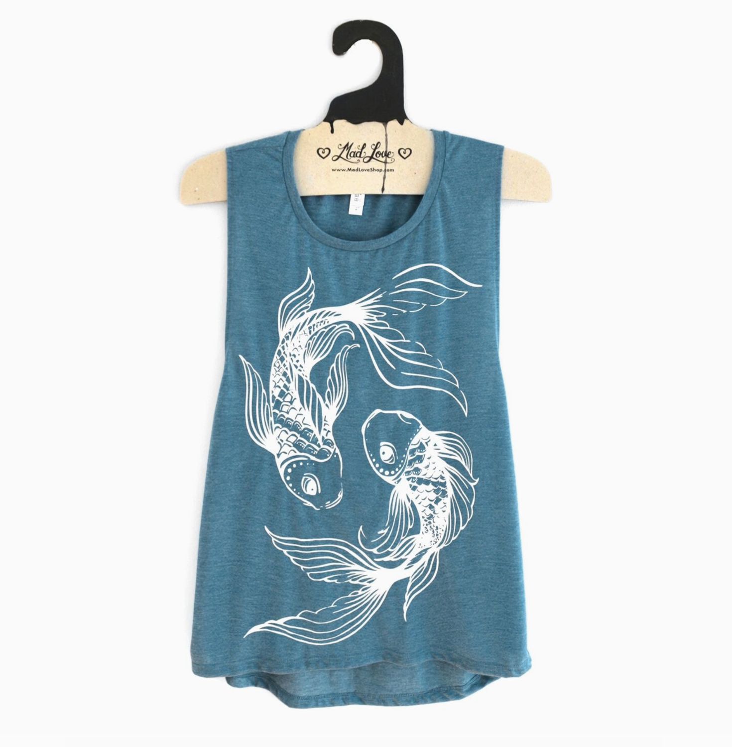 Mad Love Tri Blend Blue Muscle Tank Koi