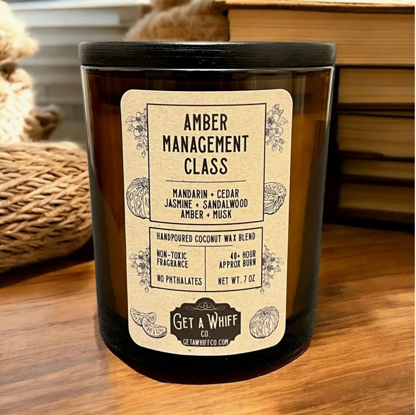 Get a Whiff Amber & Cedar Soy/Coconut Candle - Amber Management Class