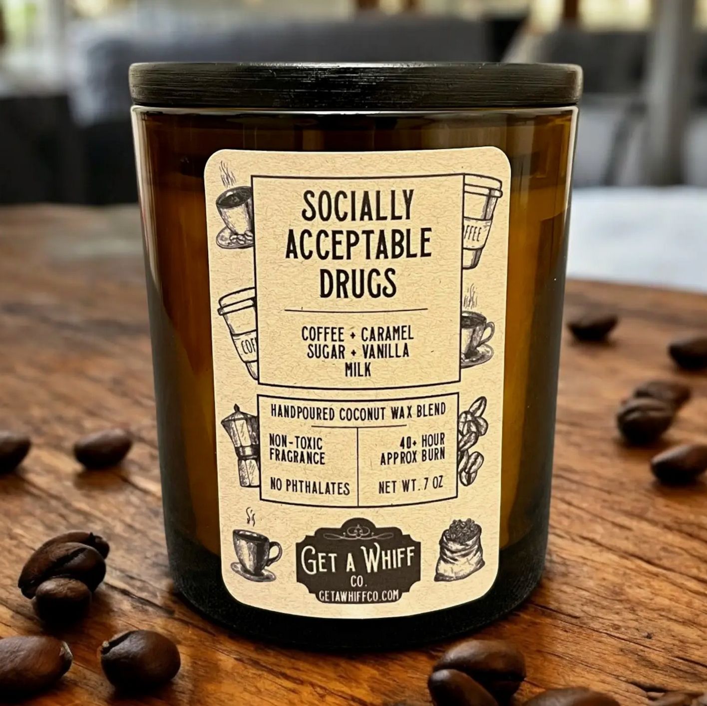  Get a Whiff Coffee Soy/Coconut Candle - Socially Acceptable Drugs