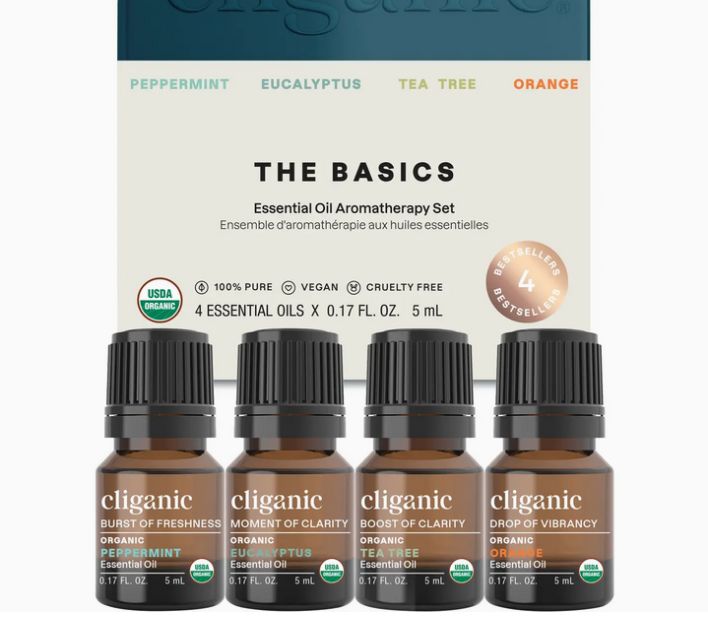 Cliganic Essential Oils Set 10mL - Peppermint, Lavender, Eucalyptus, Tea Tree, Lemongrass & Orange