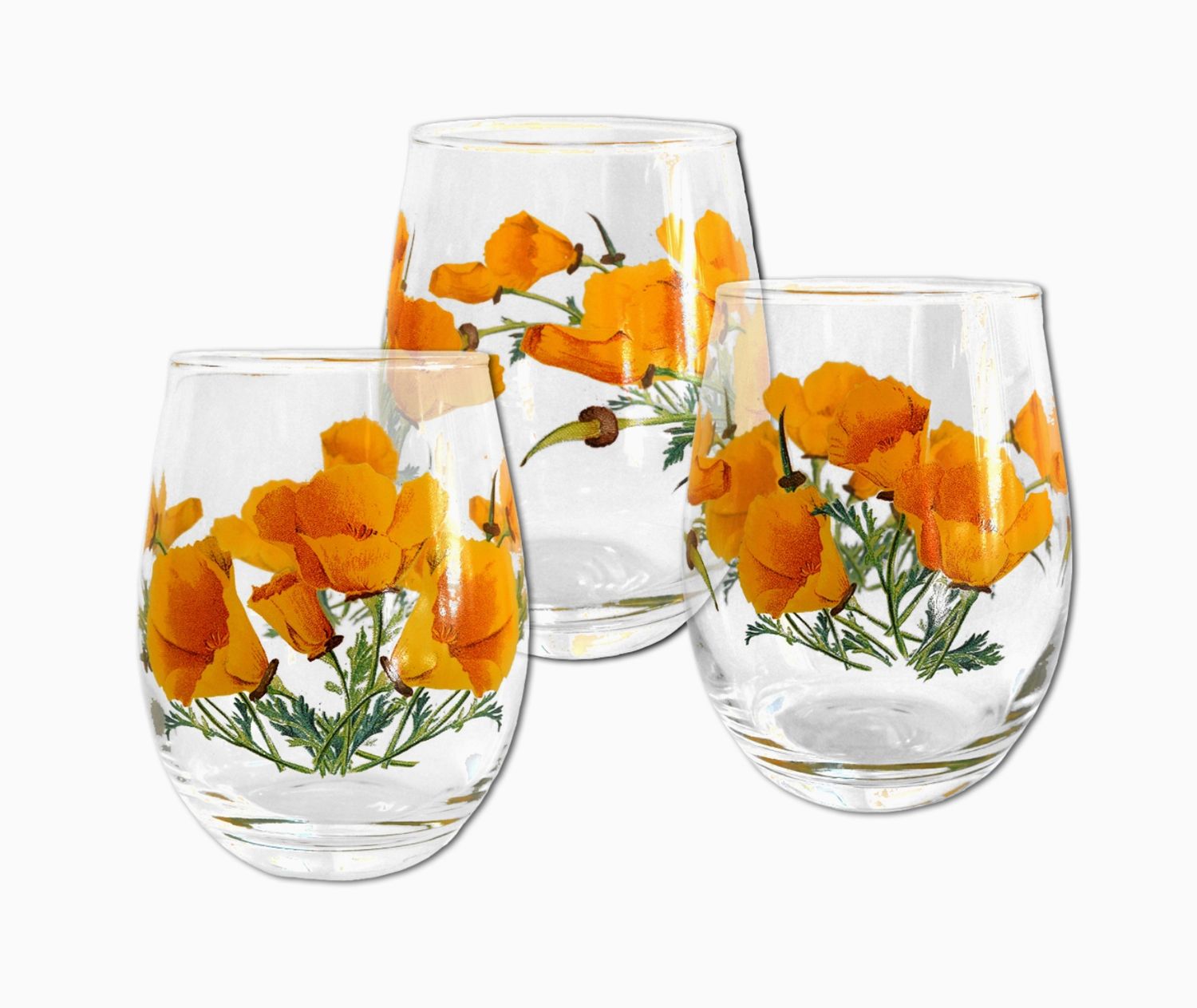 California State w/ Poppies Stemless Wine Glass - Thumbnail 2