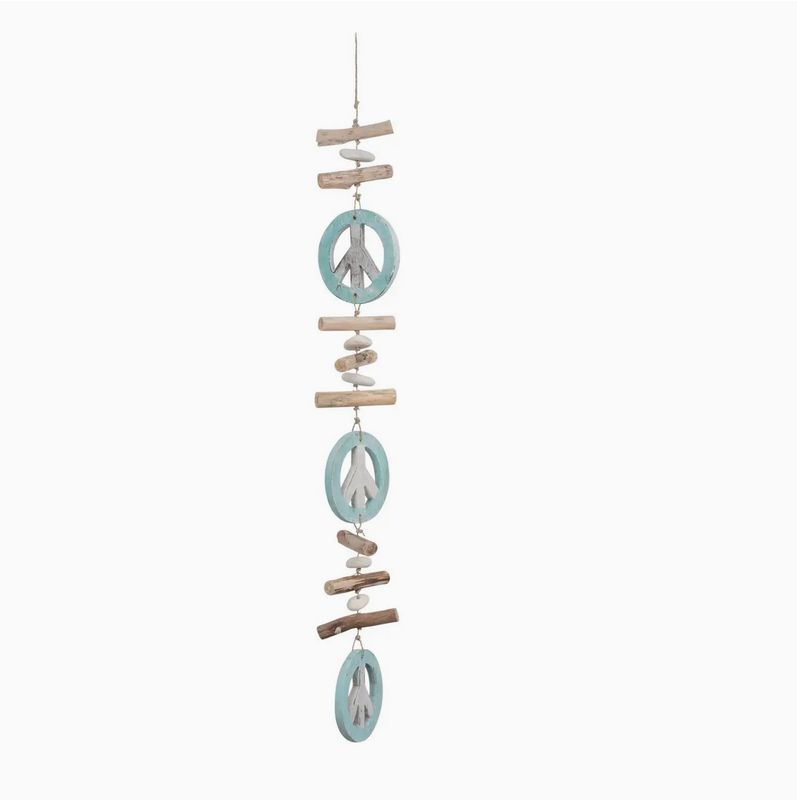 Benjamin Three Peace Sign Wood Garland 64812