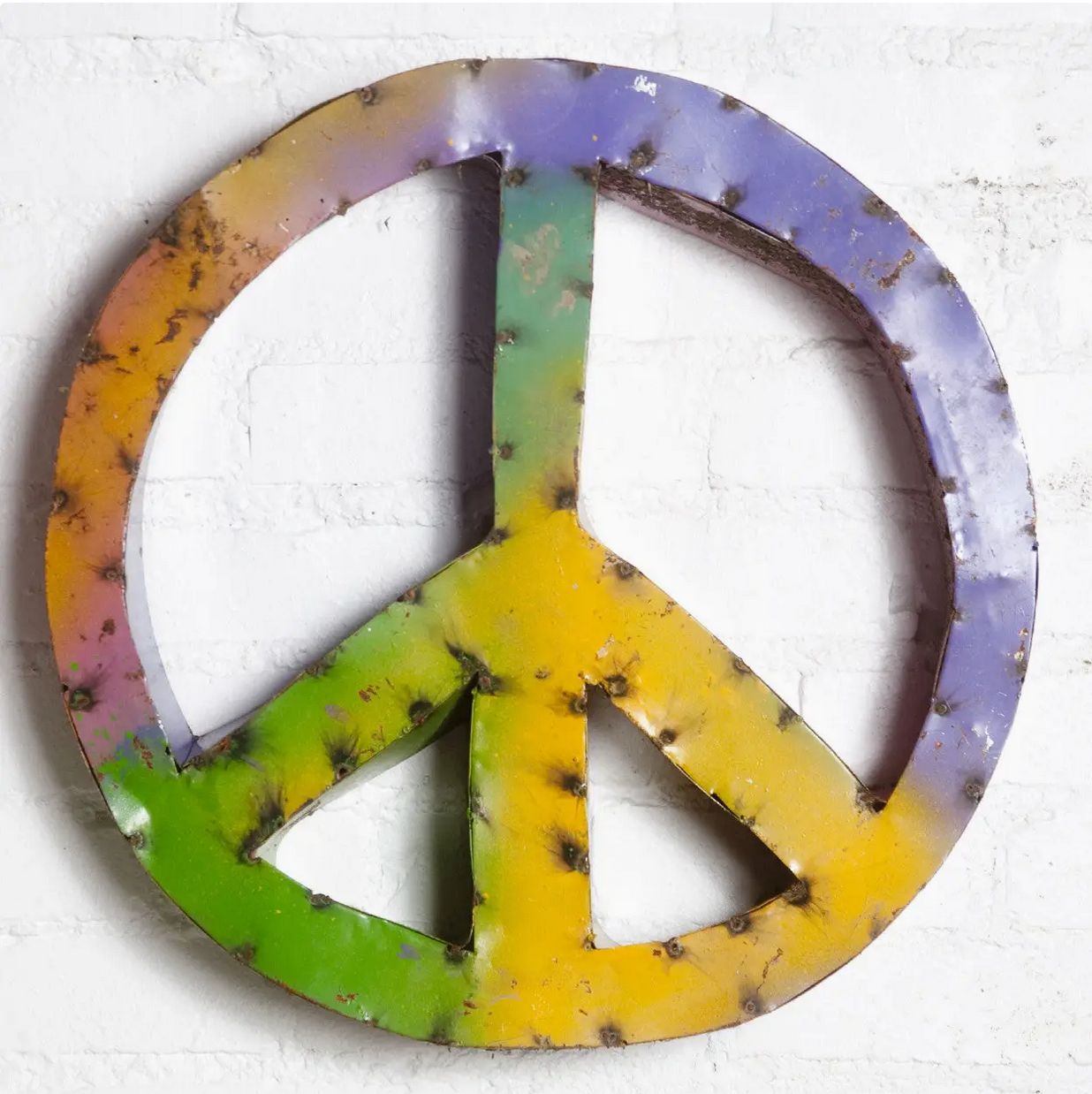 Garden Iron Wall Art Steel 3D Colorful Peace Sign WCRA27