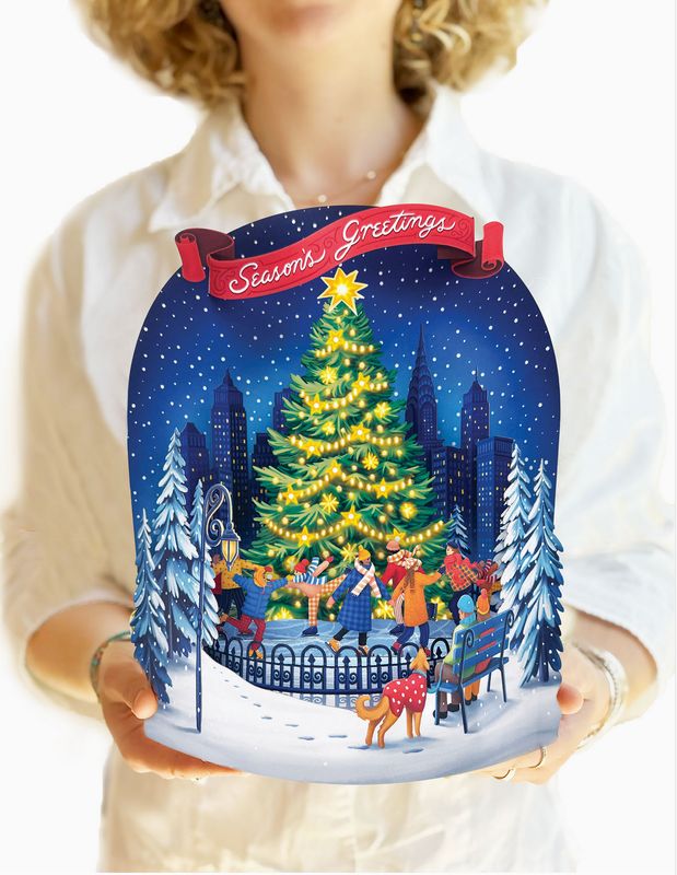 FreshCut Paper Christmas Skating Greeting Card - 7253