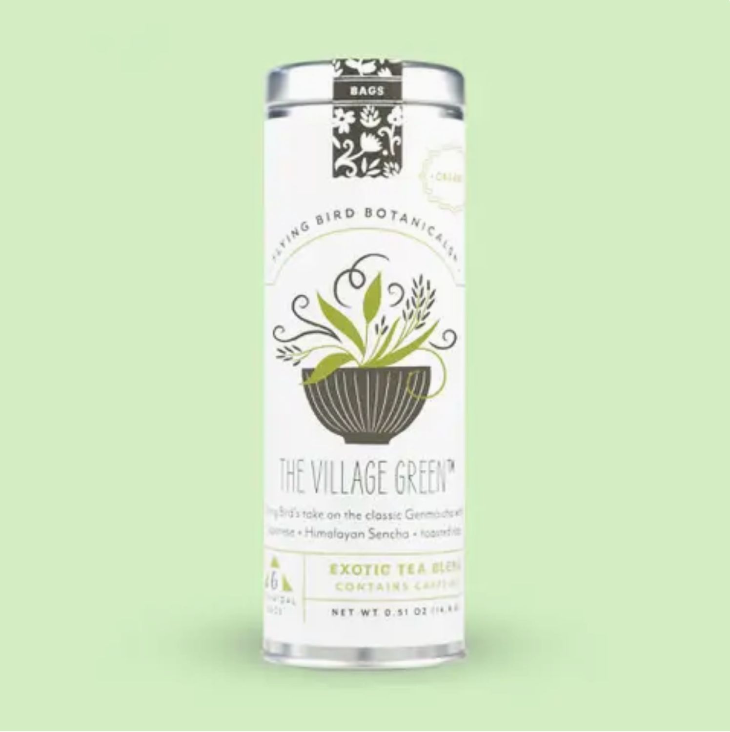 Flying Bird Botanicals The Village Green 6 Tea Bag Tin 0516