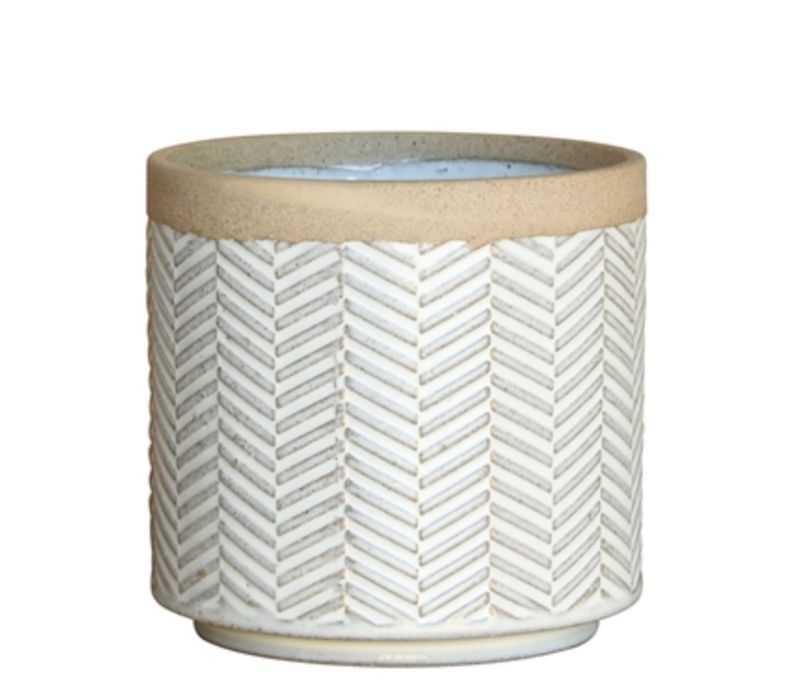 Homart Banded Chevron Cachepot Stoneware 