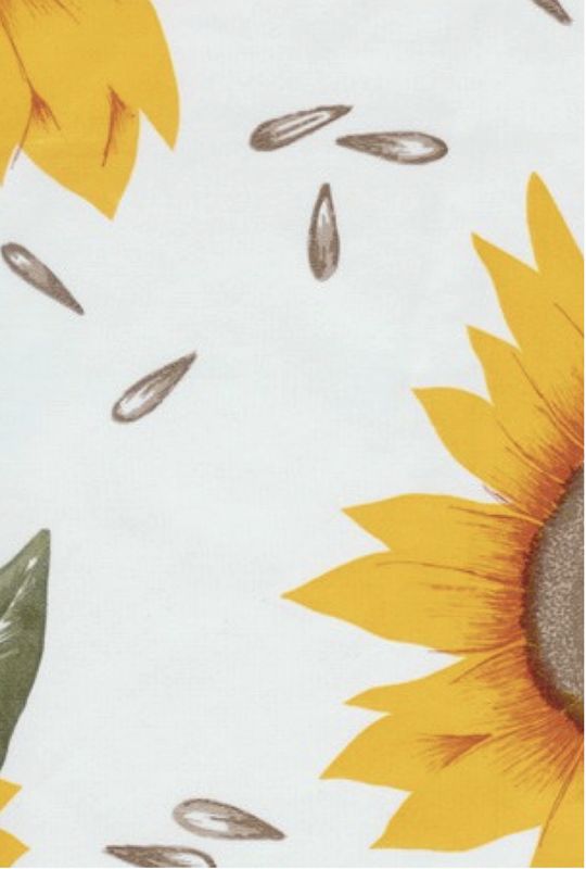 Oilcloth Sunflower Natural with White 84" x 47.5" (84S-NW)