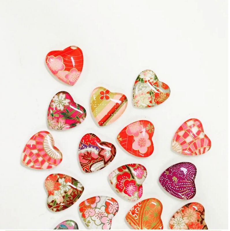 Tanner Glass Japanese Chiyogami Heart Magnet