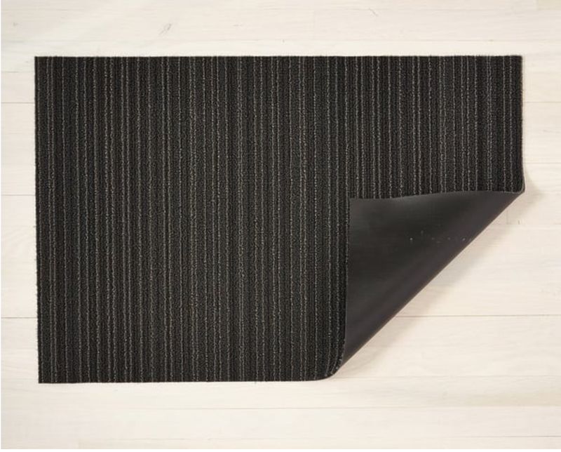 Chilewich Skinny Stripe Shag Doormat 18x28 Steel
