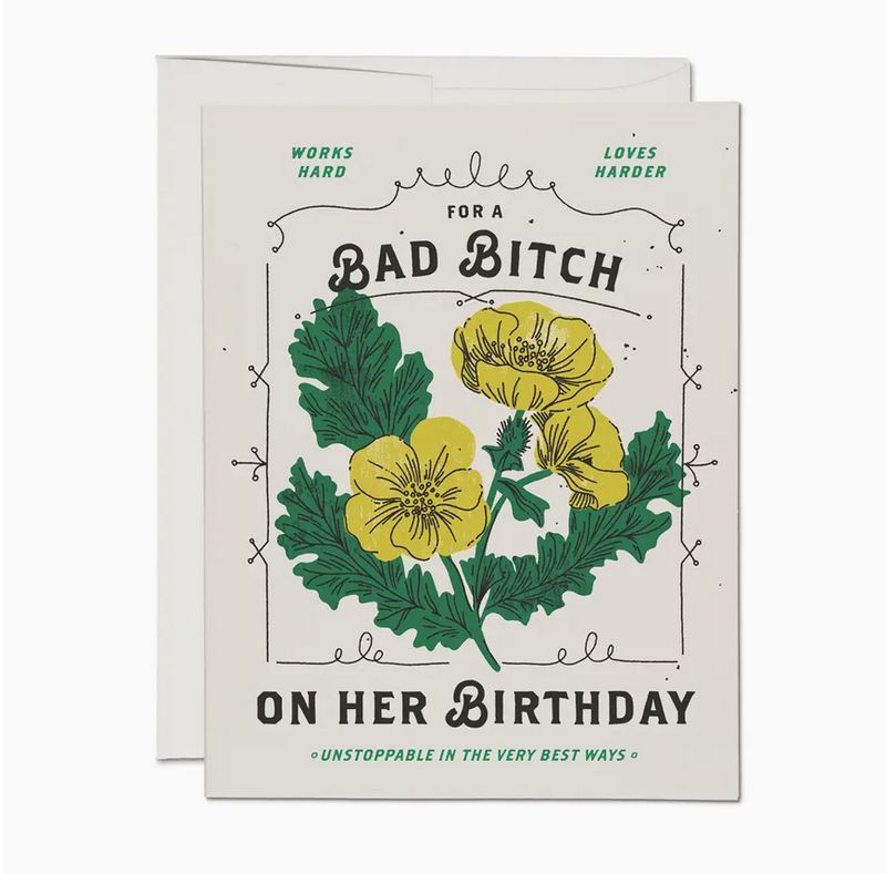 Red Cap Bad Bitch Birthday Greeting Card DYL2155