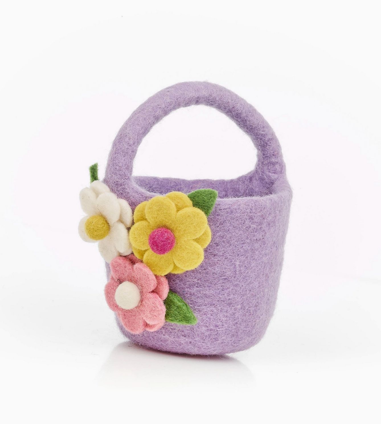 FSG Handmade Felt Eggcellent Easter Buckets Purple Flower EAEGEB