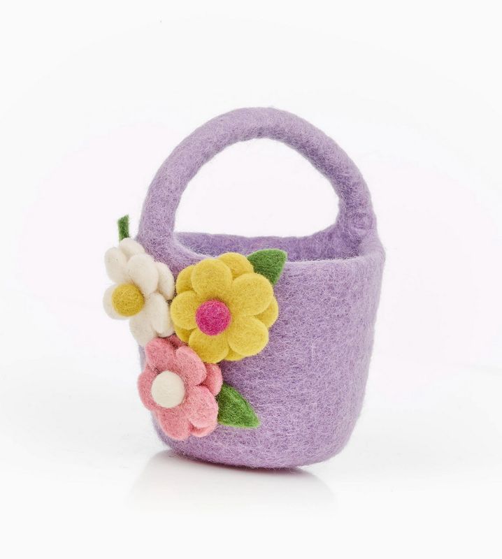 FSG Handmade Felt Eggcellent Easter Buckets Purple Flower EAEGEB