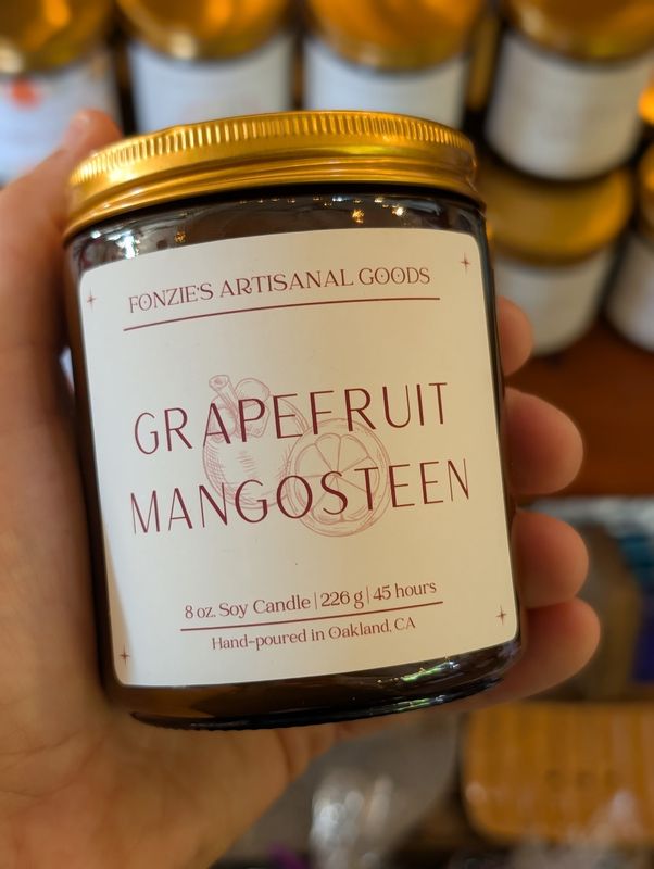 Fonzie's Artisanal Goods Grapefruit Mangosteen 8 oz Amber Jar Candle