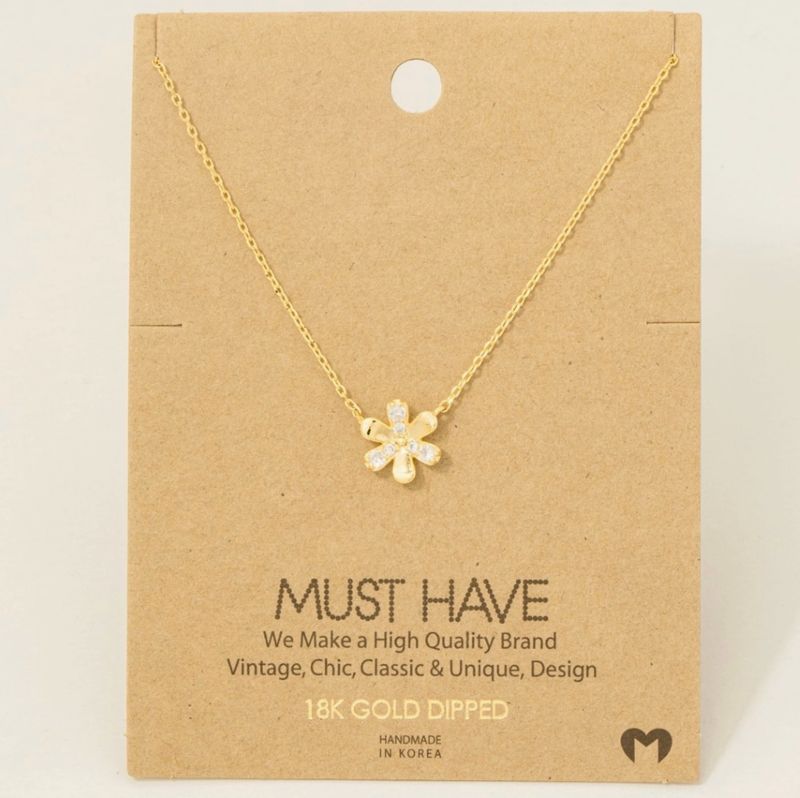 Fame Accessories Flower Pendant Necklace - Gold