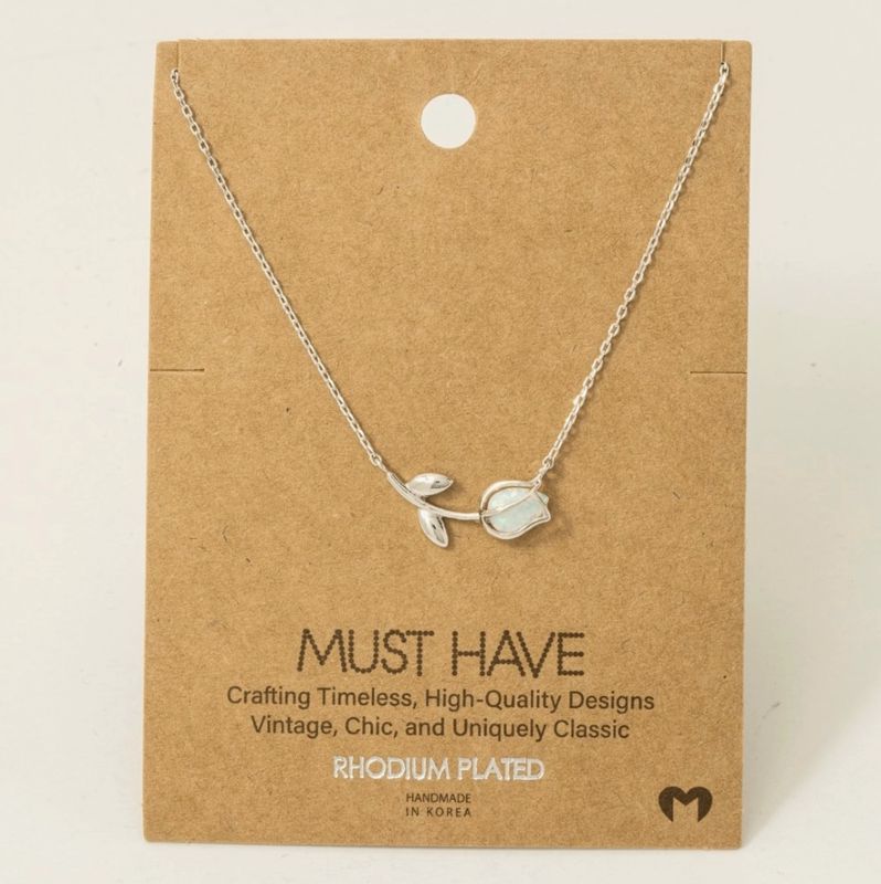 Fame Accessories Dainty Tulip Pendant Necklace NN4992- Silver