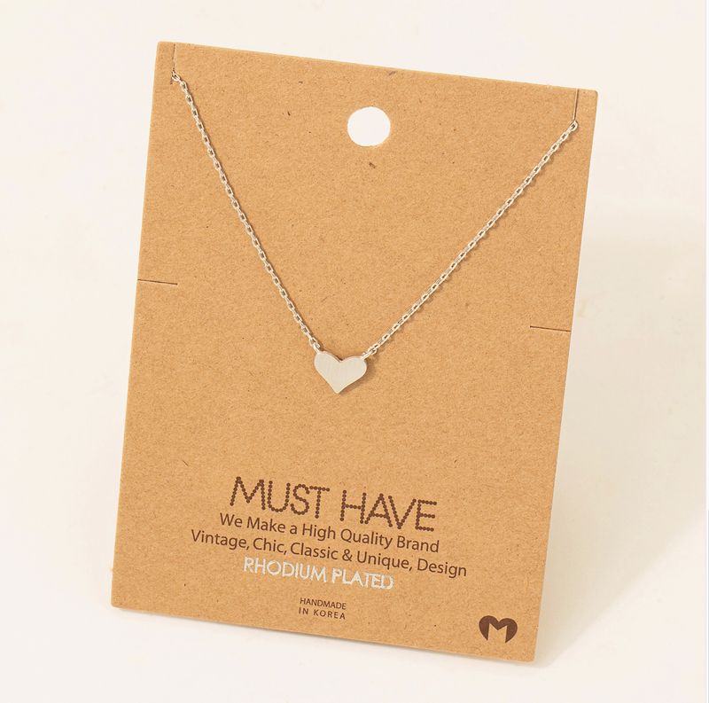 Fame Accessories Brushed Heart Dainty Pendant Necklace - Silver