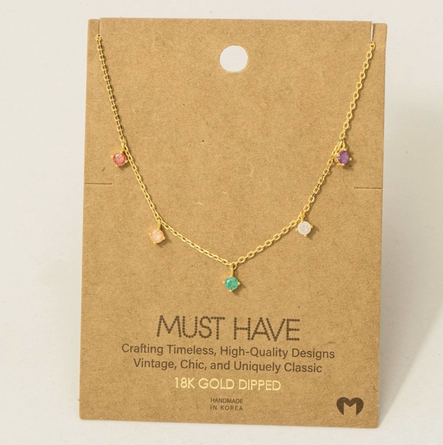 Fame Accessories Crystal Stud Drop Necklace NN3346 - Gold