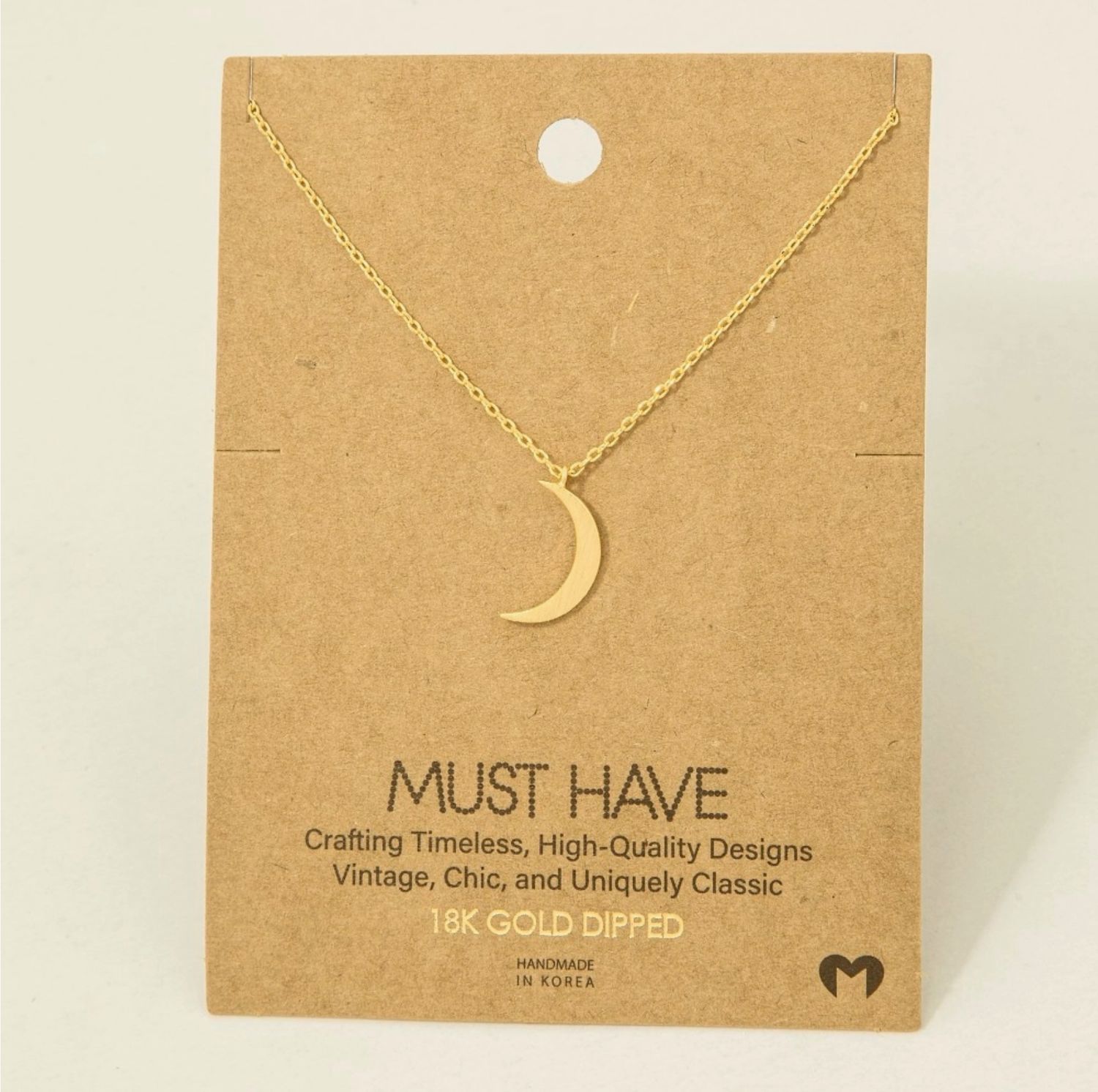 Fame Accessories Moon Crescent Pendant Necklace ENE0979 - Gold