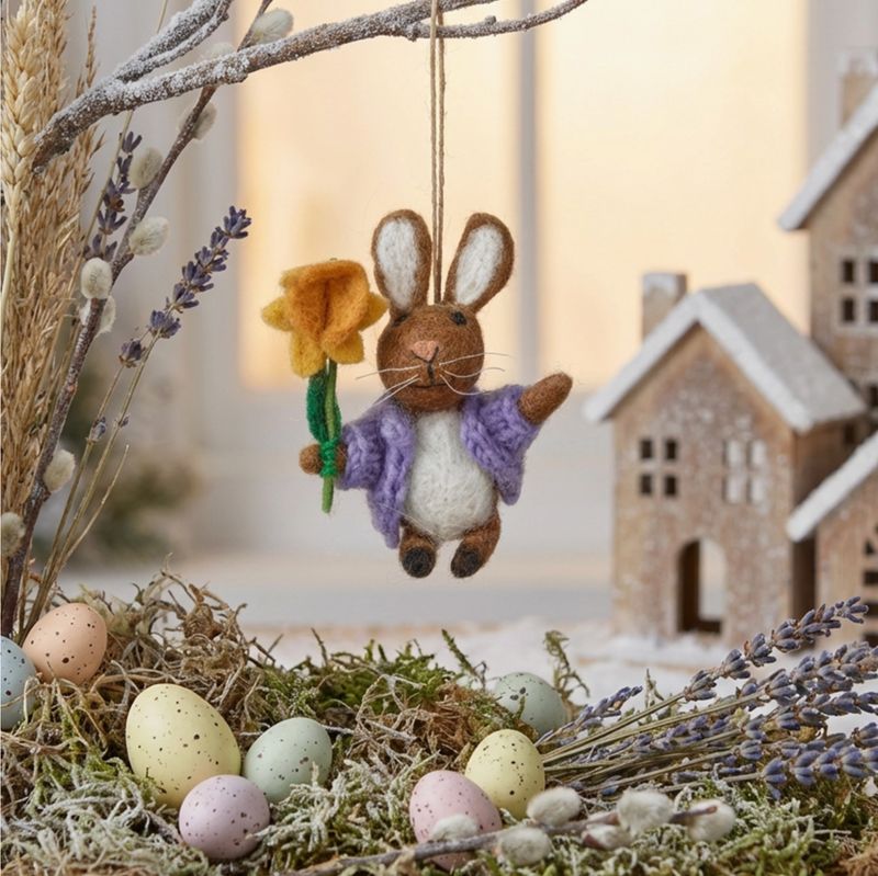 FSG Handmade Felt Remi the Rabbit Easter Hanging Decoration FYREMR