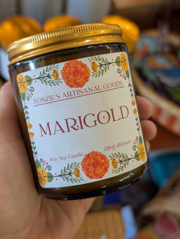Fonzie's Artisanal Goods Marigold  8 oz Amber Jar Candle