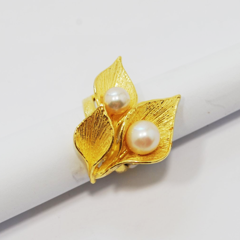 Anello in argento 925 dorato con perle d'acqua dolce_L11A1