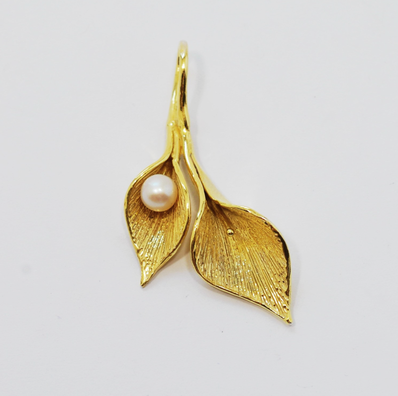 Ciondolo in argento 925 dorato con perla d'acqua dolce_L11P1