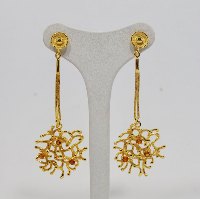Orecchini pendenti in argento 925 dorato_L16O4