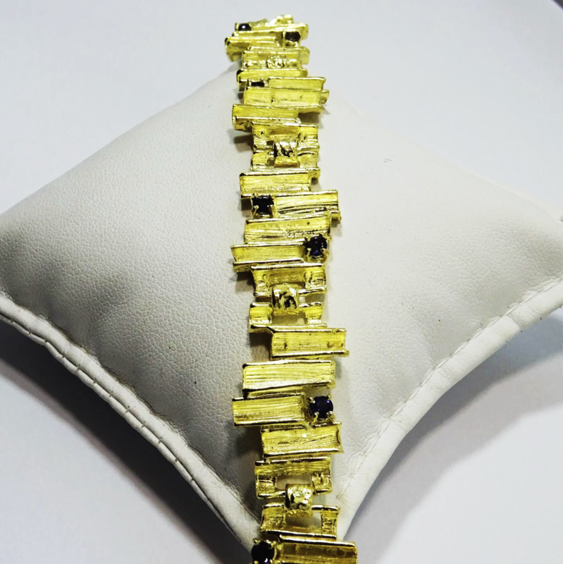 Bracciale in argento 925 dorato con pietra iolite_L1B1