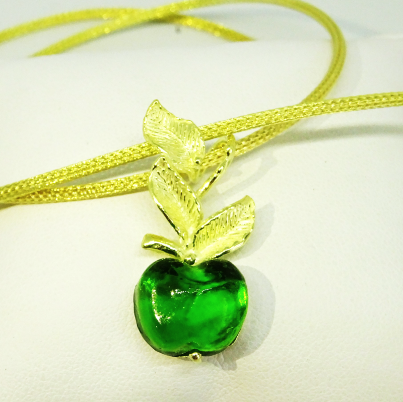 Ciondolo in argento 925 dorato con pasta vitrea_LVP5