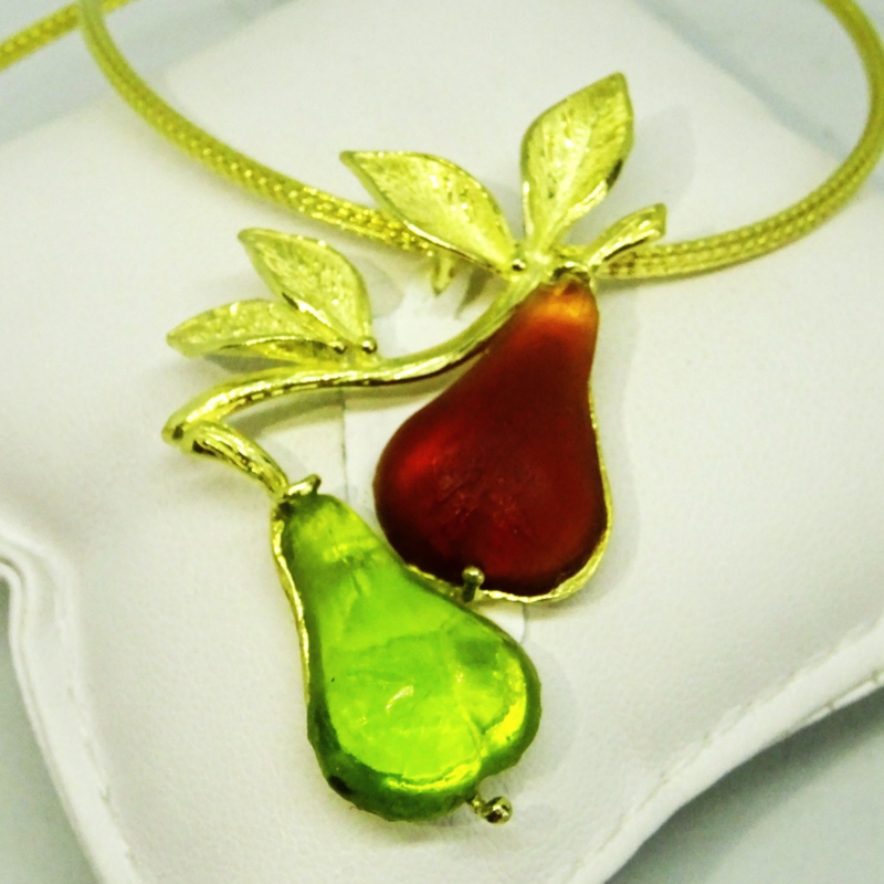Ciondolo in argento 925 dorato con pasta vitrea_LVP4