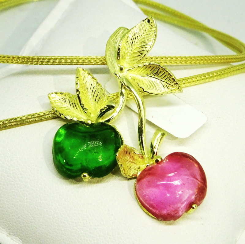 Ciondolo in argento 925 dorato con pasta vitrea_LVP6
