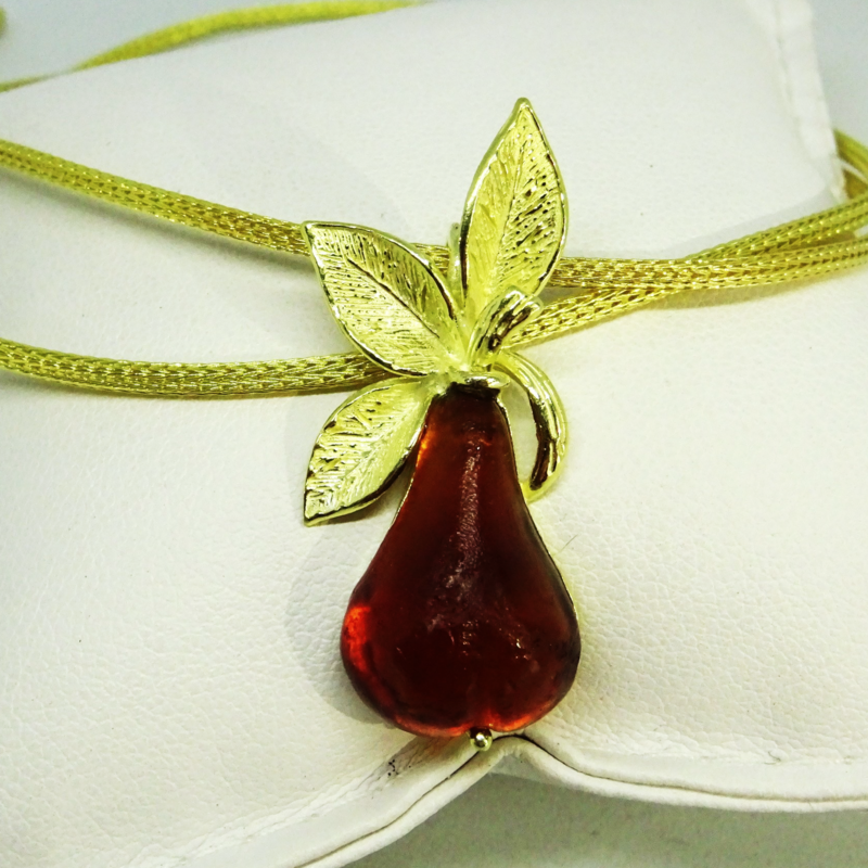 Ciondolo in argento 925 dorato con pasta vitrea_LVP3