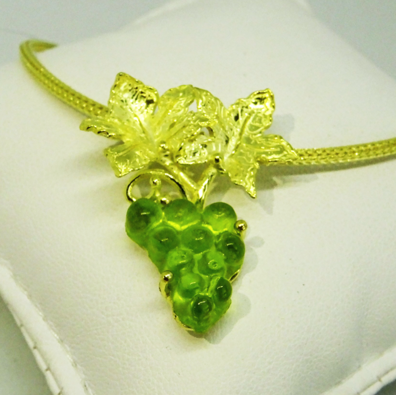 Ciondolo in argento 925 dorato con pasta vitrea_LVP7