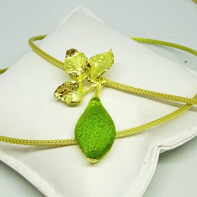 Ciondolo in argento 925 dorato con pasta vitrea_LVP9