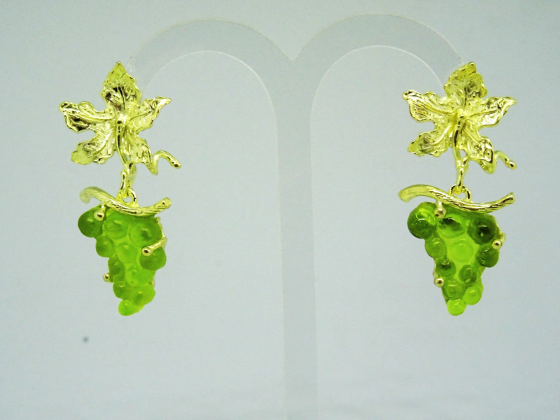 Orecchini pendenti in argento 925 dorato con pasta vitrea_LVO4