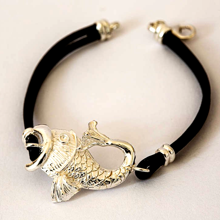 Bracciale in caucciù e argento 925_BS16
