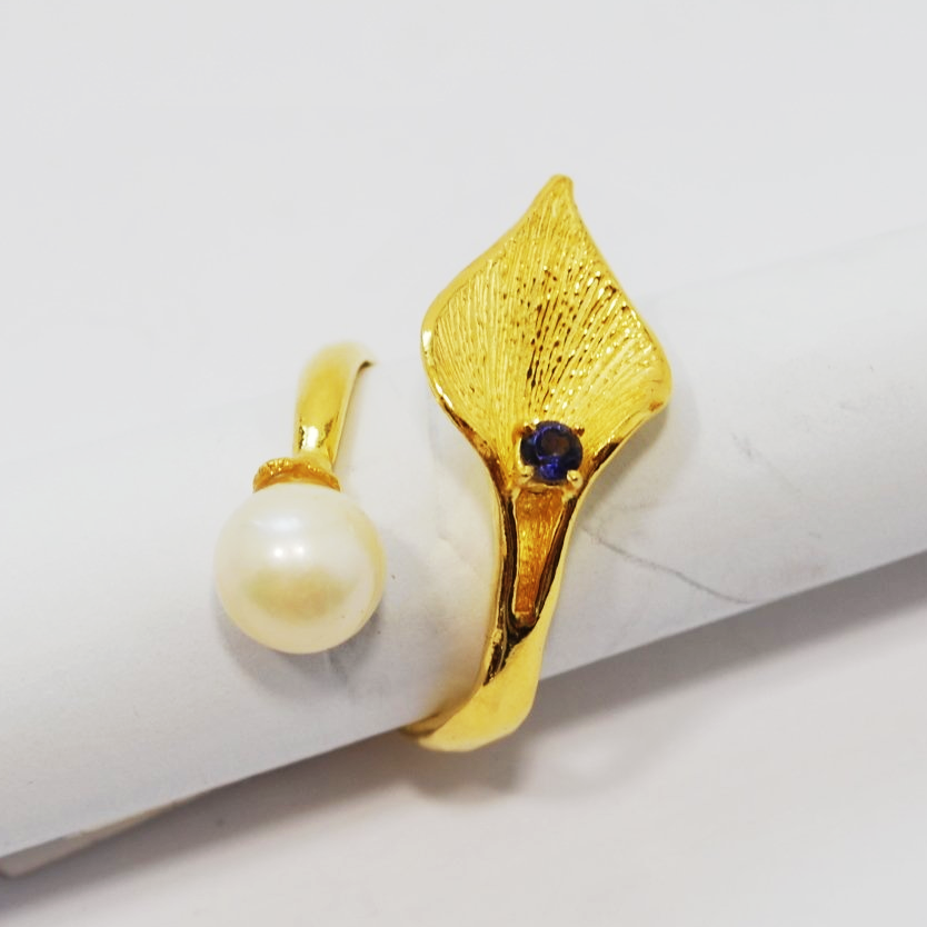 Anello in argento 925 dorato con perle d'acqua dolce_L11A3
