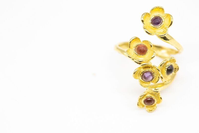 Anello in argento 925 dorato con pietre dure_L56A1