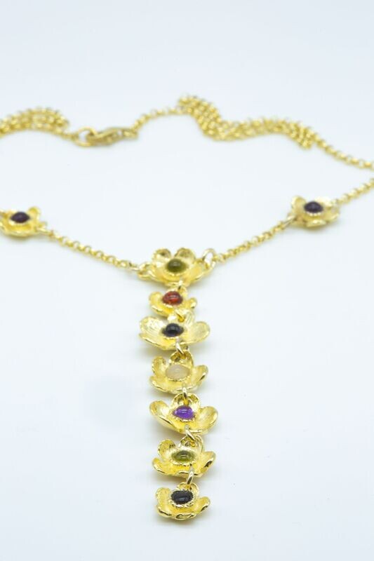 Girocollo in argento 925 dorato con pietre dure_L56G1