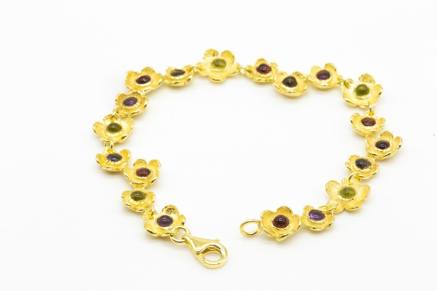 Bracciale in argento 925 dorato con pietre dure_L56B1